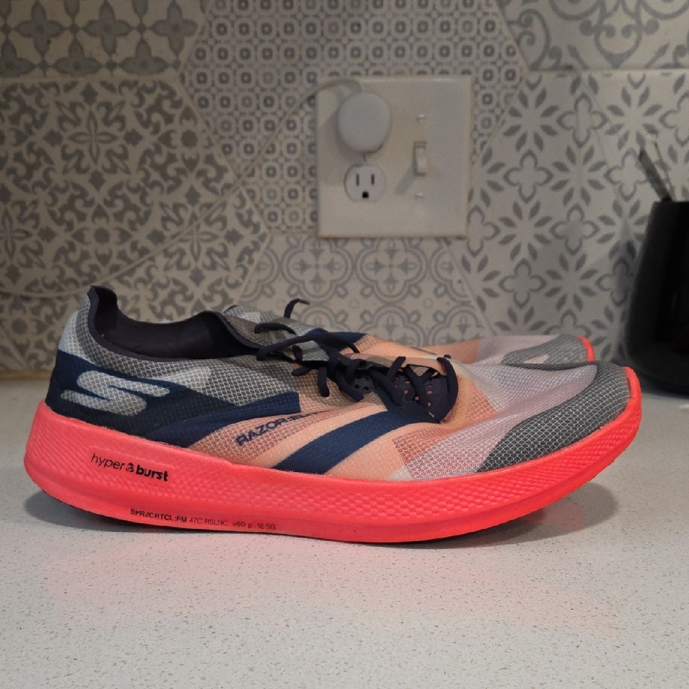 Skechers Coral Pink & Navy Hyper Burst Running Shoe